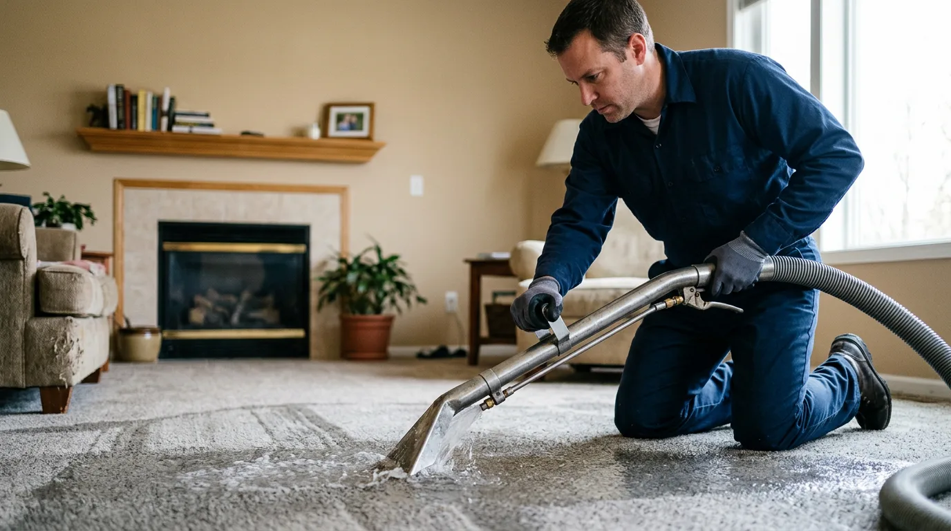 Water damage restoration technician working near Bismarck, AR